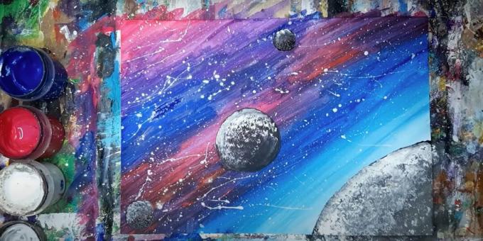 Kuidas ruumi guaššiga maalida: lisage veel kaks planeeti