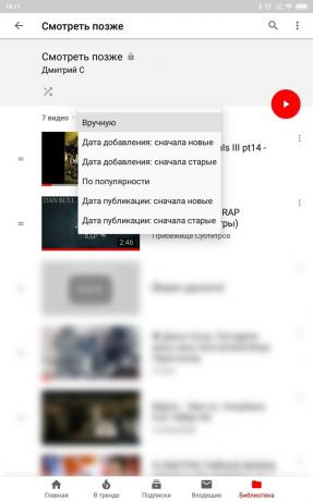 Androidi jaoks kasulikud YouTube'i funktsioonid: videote sortimine loendis Vaadake hiljem