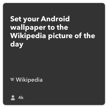 IFTTT Retsept: Määra oma Android tapeet Wikipedia Päevapilt ühendab wikipedia Android-seadme