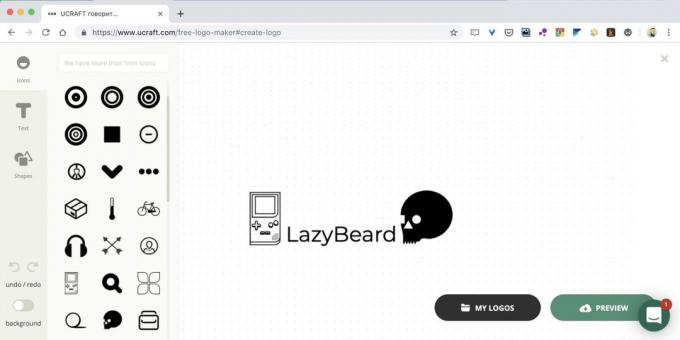 Kuidas luua logo online veebilehel Ucraft