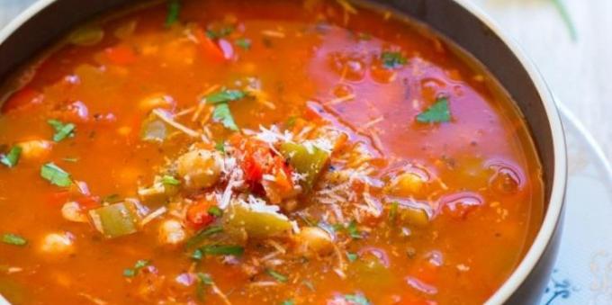 taimsed supid: supp paprika, tomat, kikerhernes ja riisi