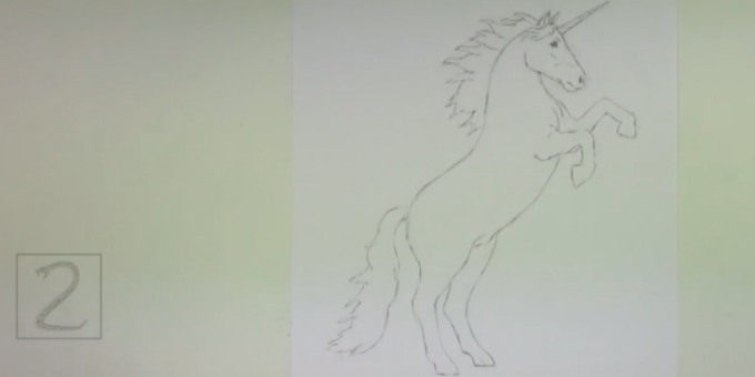 Siksakid, joonistada lakk ja saba Unicorn