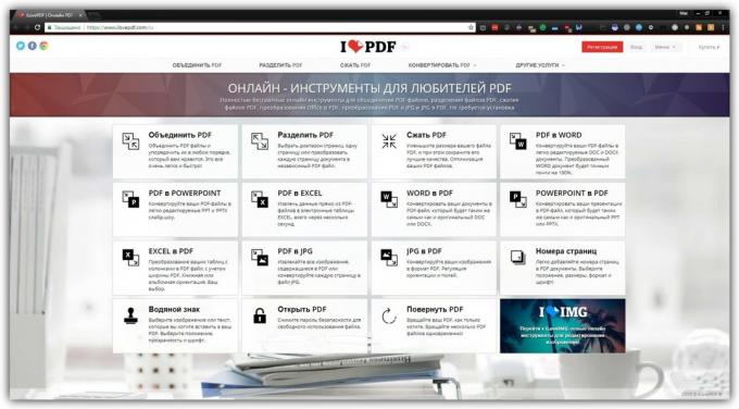 Kuidas töö võrgus PDF-dokumente: iLovePDF