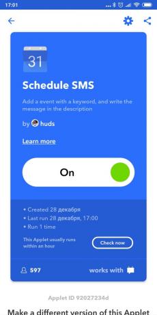 Planeerimine SMS Android: IFTTT