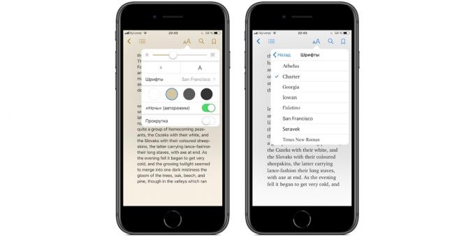 iBooks iPhone ja iPad: seade paigutus