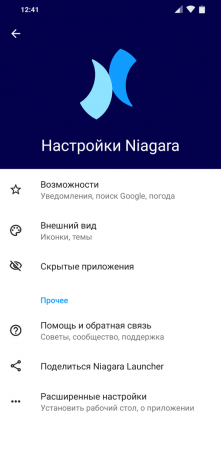 Launcher Android Niagara Launcher: Seaded