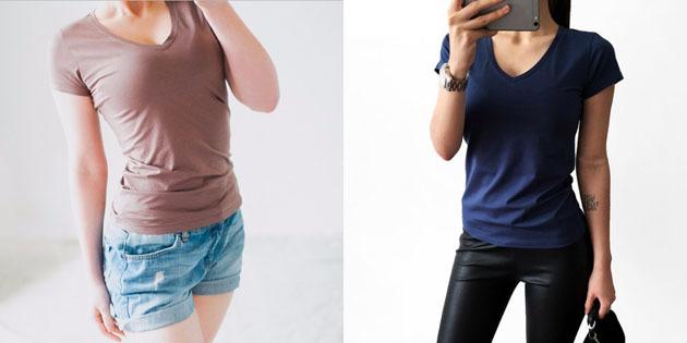 Basic naiste t-särgid alates Euroopa kauplused: Basic T-särk V-kaelusega