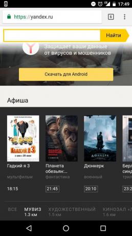 "Yandex": ajastada valitud kino