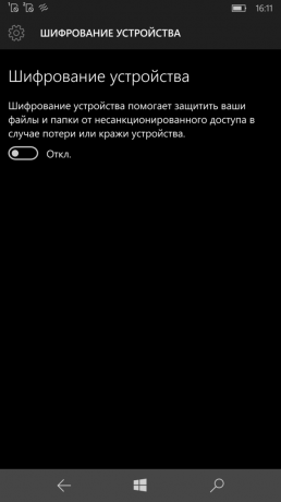 Lumia 950 XL: seadme krüpteerimist