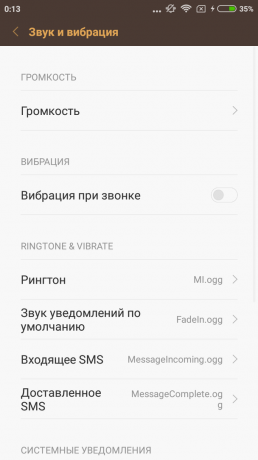 Xiaomi redmi 3s: heli ja vibratsiooni