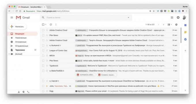 Gmail Saatja ikoonid