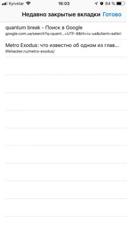 Vähetuntud iOS pakub: vaata hiljuti suletud vahelehed Safari
