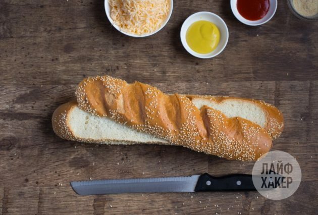 täidisega baguette: lõika saia pealt ettevaatlikult