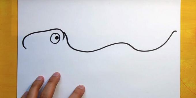 Kuidas joonistada dinosaurust: tõmmake laineline joon