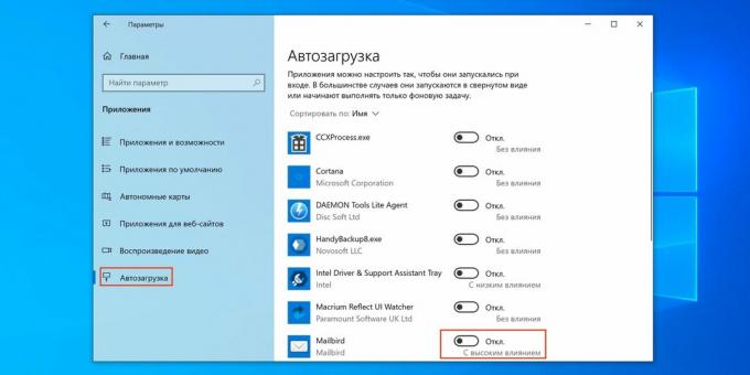 Windows 10 käivitamise konfigureerimine menüü Valikud kaudu