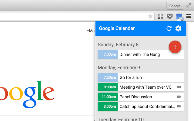 Extension Google Calendar (Google)