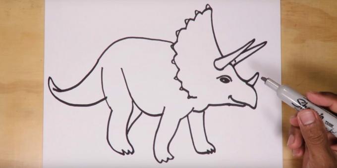 Kuidas joonistada dinosaurust: lisage saba ja teine ​​jalg