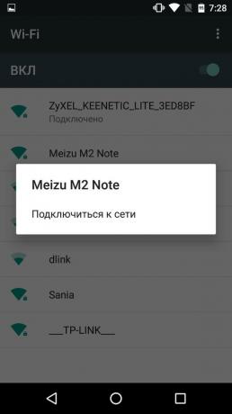 Kuidas jagada internetti telefoni Android: ühendage Nexus 5 Meizu M2 Märkus Wi-Fi