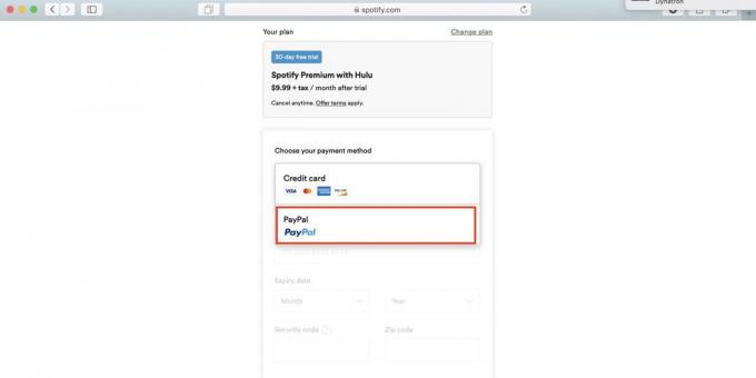 Kuidas kasutada Spotify Venemaa: valida PayPal makseviisi ja sisestage üksikasjad oma USA konto