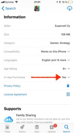App Store iOS 11: sisseehitatud ostu