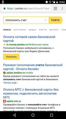 "Yandex": konto täitke