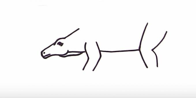 Stegosauruse joonistamine: lisage kõht ja tagumine jalg