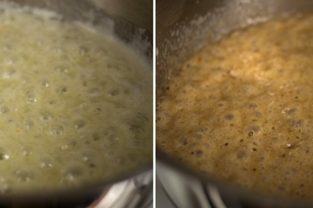 Kuidas valmistada prantsuse pannkooke: 3-4 minuti pärast omandab karamell meeldiva kuldpruuni tooni