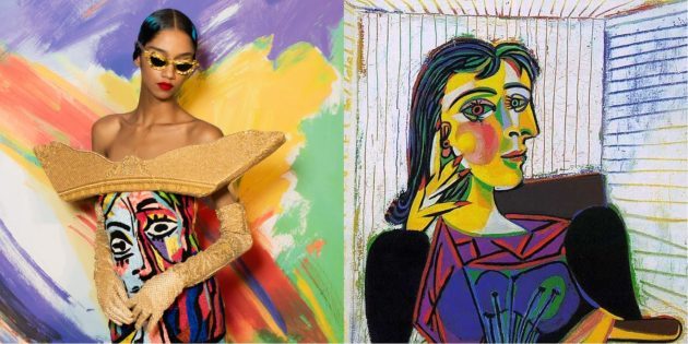 Moschino mudel ja Picasso "Portrait of Dora Maar".
