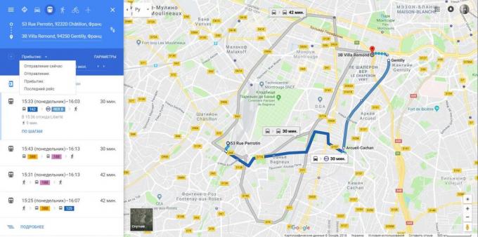 Google Maps. Saabumisaeg hinnangu