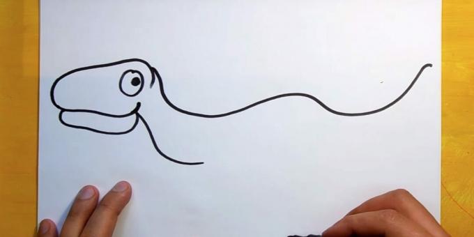 Kuidas joonistada dinosaurust: lisage pea ja kael
