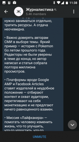 telegrammi android: tume teema