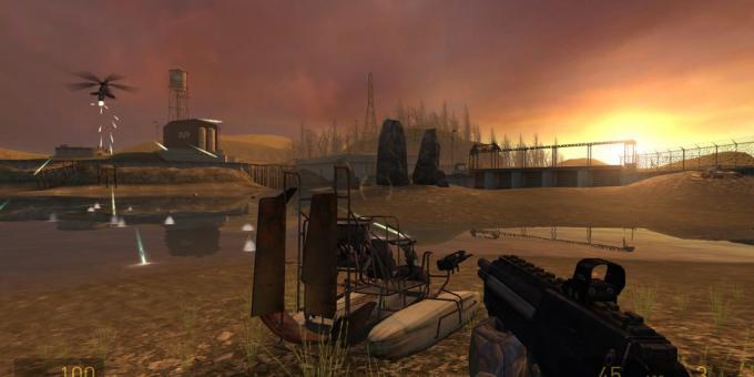 Shooter koos krundi: Half-Life 2 (süütamise päikeseloojangut)