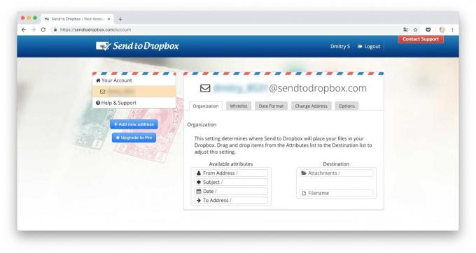 Võimalusi laadida faile Dropbox: saata faile Dropbox e-posti teel