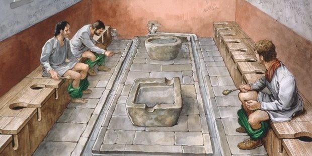Üldkasutatavad tualetid vanad roomlased on pikk pink aukudega