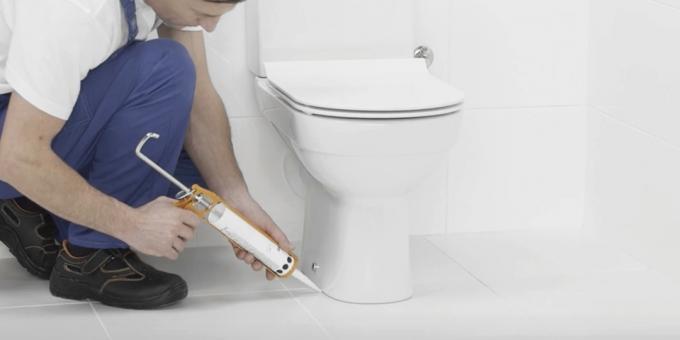 Paigaldamine WC: Täitke tass ühine plaadid kasutades hermeetik
