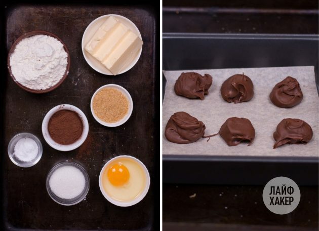 Valmistage šokolaadifondandi küpsiste koostisosad: 