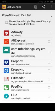 Android-backup rakendusi: Nimekiri My Apps