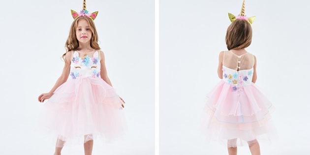 Laste kleidid väljalaskeküljele: kleit asümmeetriline hem
