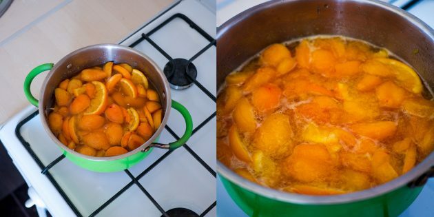 Aprikoos ja apelsinimoos: pange pott pliidile