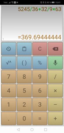 Kalkulaator Android: 5245/36 + 32/9 x 63