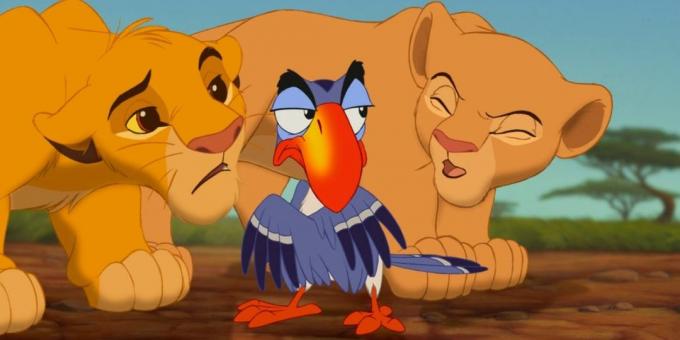 Cartoon "The Lion King": Zazu oma musta koheva kulmud ja tõesti naeruväärselt sarnane Hr Bean