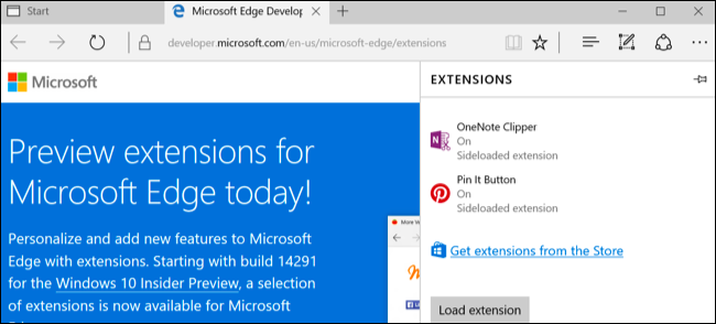 Microsoft Edge laiendused Windows 10 aastapäev värskendamine