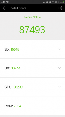Xiaomi redmi Märkus 4: Sünteetilised võrdlusandmed