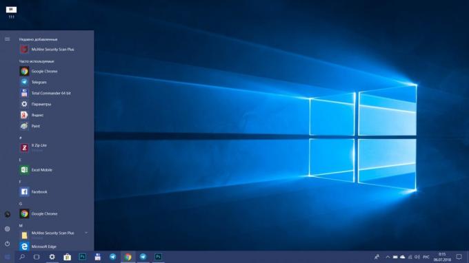 Kuidas kiirendada Windows 10. Laadida "Start" menüü