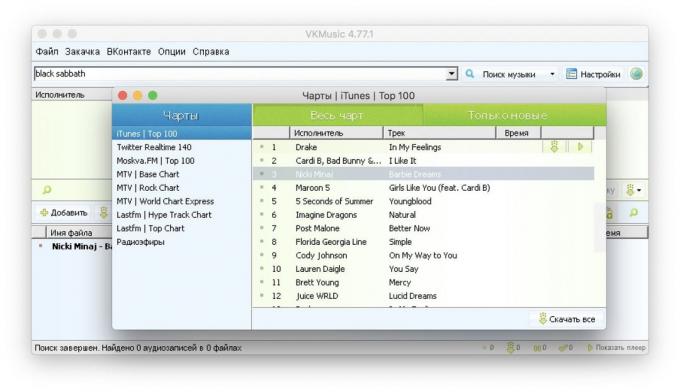 Programm alla muusikat VC Windows: VKMusic