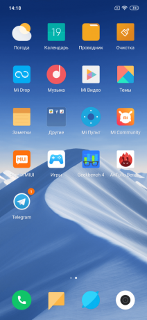 Ülevaade Xiaomi Mi 9: desktop ikoonid