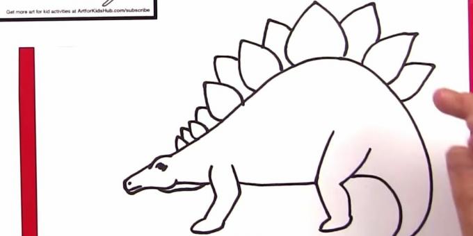 Stegosauruse joonistamine: lisage jalad ja plaadid