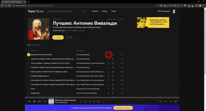 Laadige muusikat alla Yandexist. Muusika ": Skyload