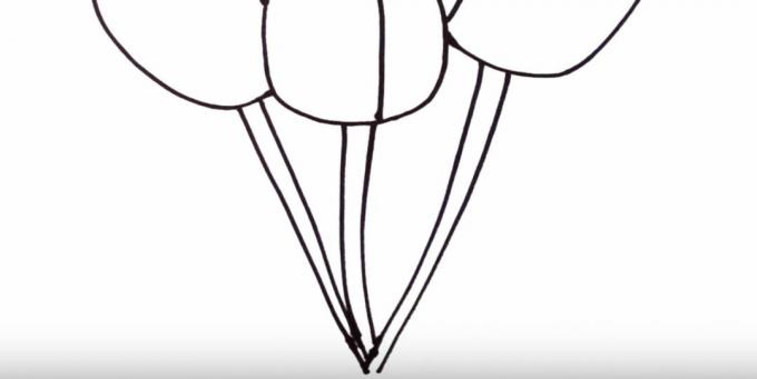 Kuidas tulpi joonistada: tõmmake varred