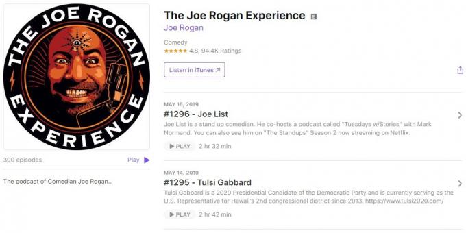 Huvitavad podcast: Joe Rogan Kogemus